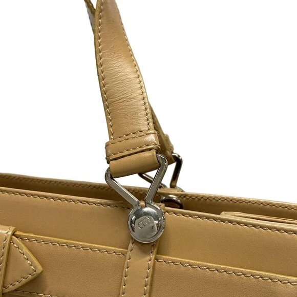Auth DIOR/ChristianDior Trotteur Khaki Cream Beige Jacquard Leather Tote Bag - Picture 9 of 16